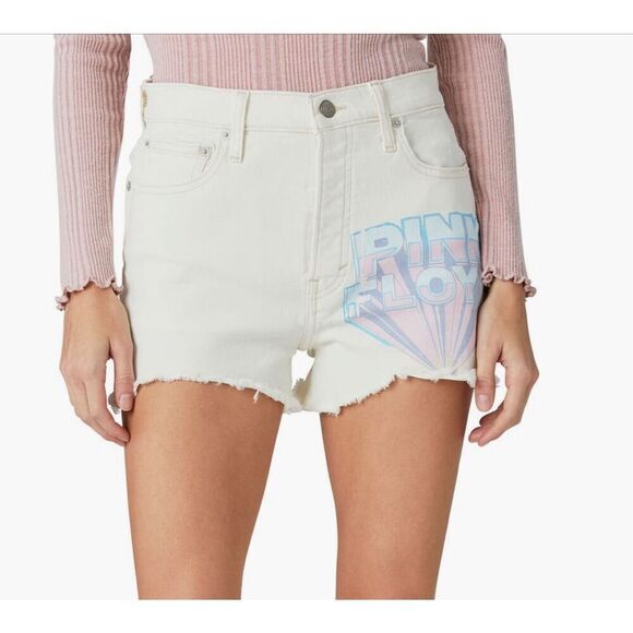 Lucky Brand Pink Floyd frayed high waist denim mom shorts size 4/27 NWT - Picture 2 of 13